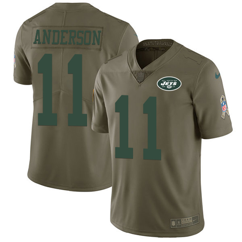 Nike Jets #11 Robby Anderson Olive Men's Stitched NFL Limited Salute To Service Jersey - Click Image to Close